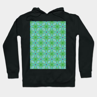 Midcentury style blue and green print Hoodie